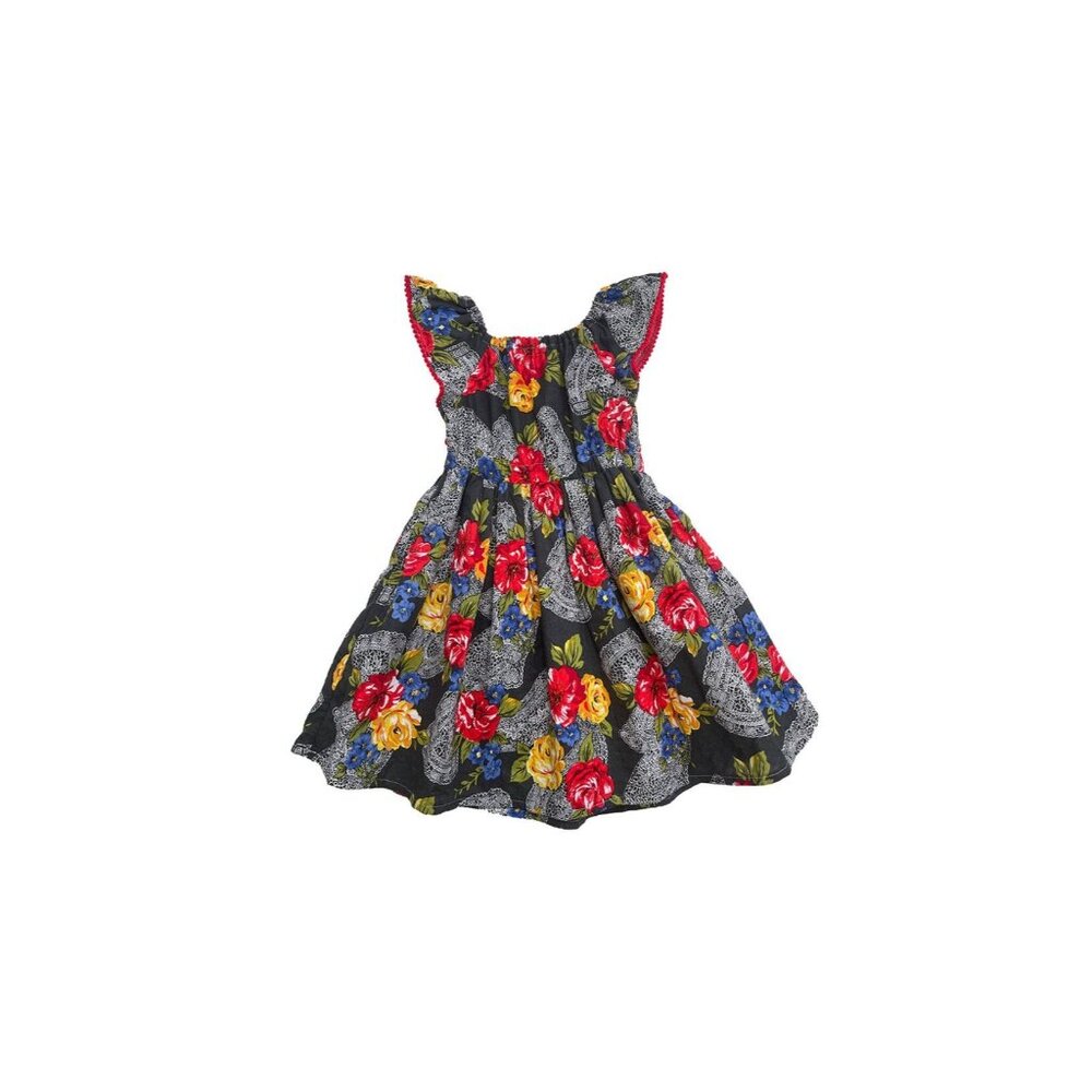 Small Shop Pom Trim Floral Dress 3t